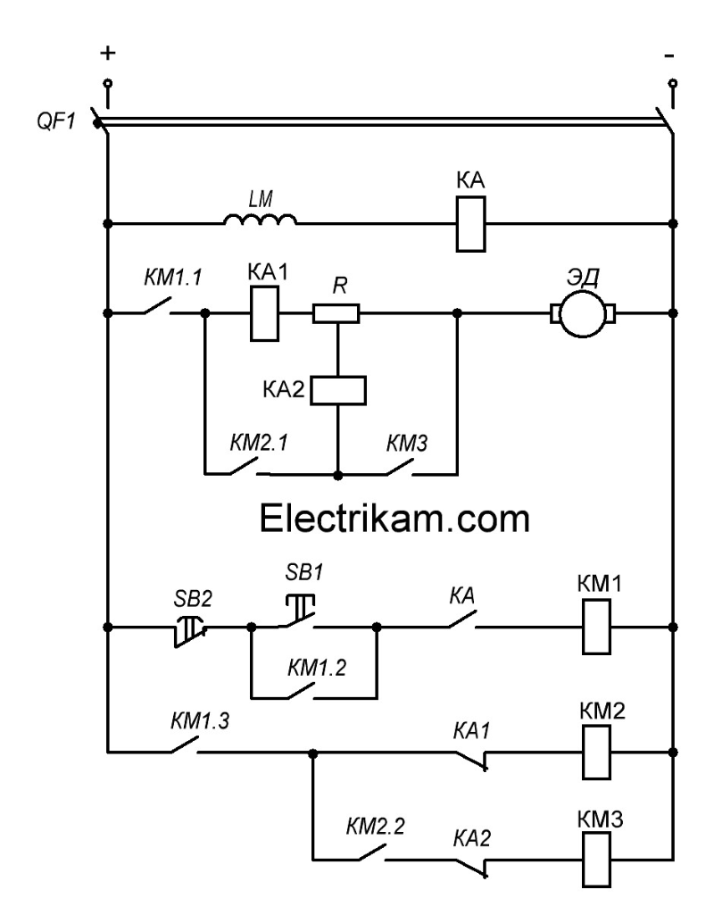 Gif анимация работы схемы ДПТ НВ в функции тока