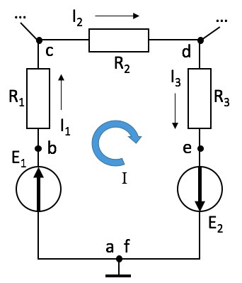Рис. 1. Схема фрагмента электрической цепи - замкнутого контура