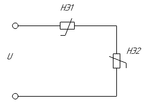 Рисунок 1 – Неразветвленная электрическая цепь с нелинейными элементами.